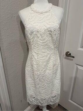 Lilly Pulitzer White Crochet Halter Midi Dress